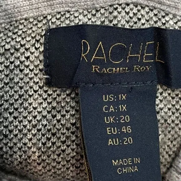 RACHEL Rachel Roy Gray Hooded Sweatshirt Sweater Relaxed Fit Cozy 1X , XXL - Picture 3 of 7